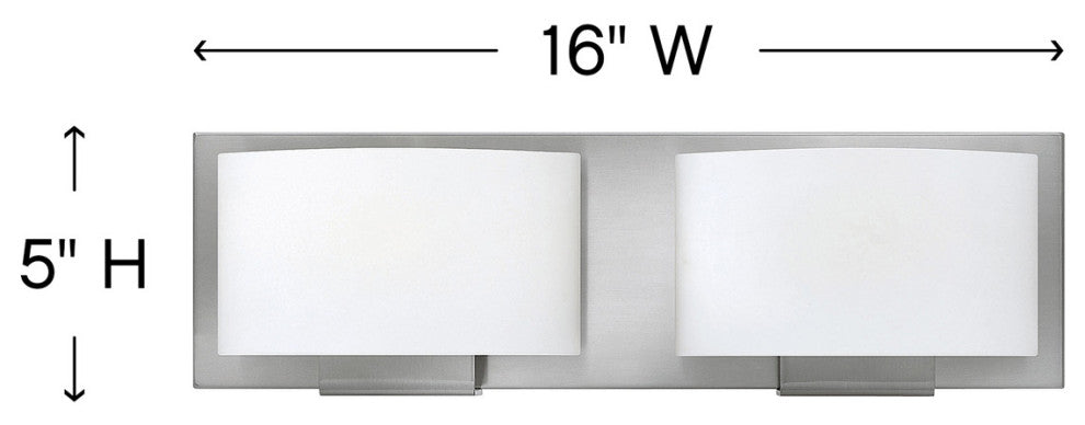 Hinkley Mila Small Two Light Vanity, Brushed Nickel