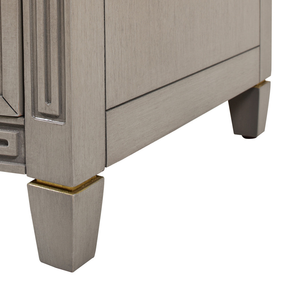 Dauphin Solid Wood 3-Drawer Gold Accent End Table, Gray Cashmere
