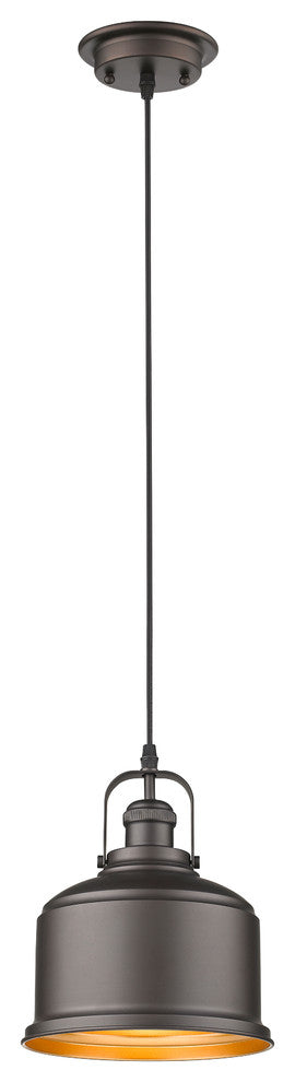 Ironclad 1-Light Rubbed Bronze Ceiling Mini Pendant 8"