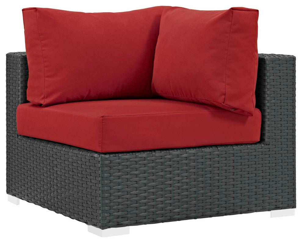 Canvas Red Sojourn 11 Piece Outdoor Patio Sunbrella Sectional Set