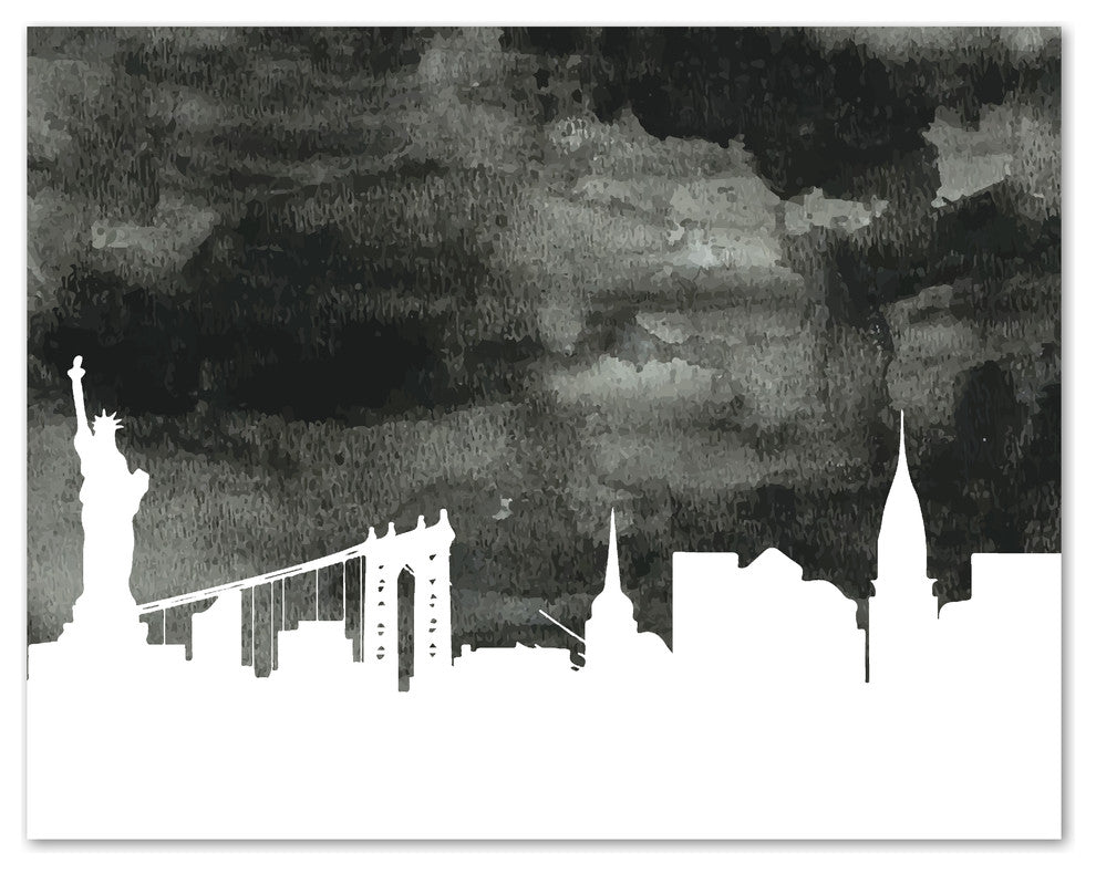 New York City Skyline Paper Print, Black, 18"x24"