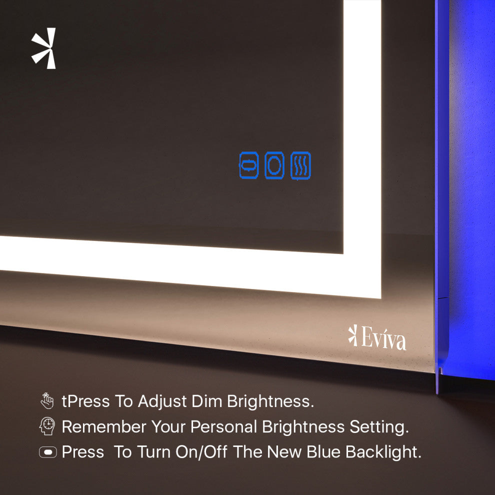 Eviva Deco Piece Wall Mounted Bathroom Vanity, Backlit Led Mirror Frame Lights