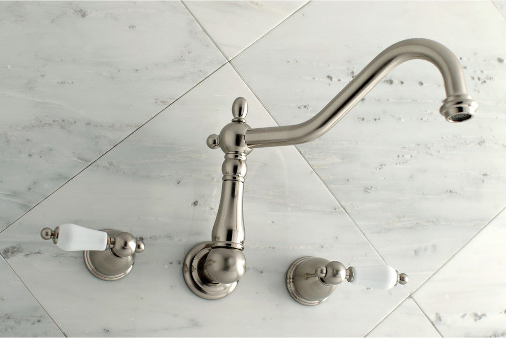 Kingston Brass Wall Mount Tub Faucet, Brushed Nickel