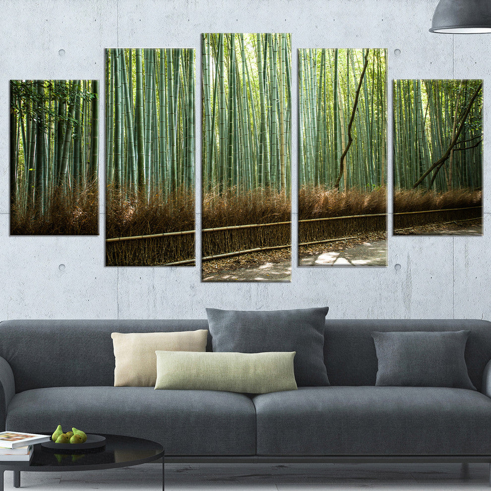 "Beautiful View of Bamboo Forest" Forest Wall Art Print, 5 Panels, 60"x32"