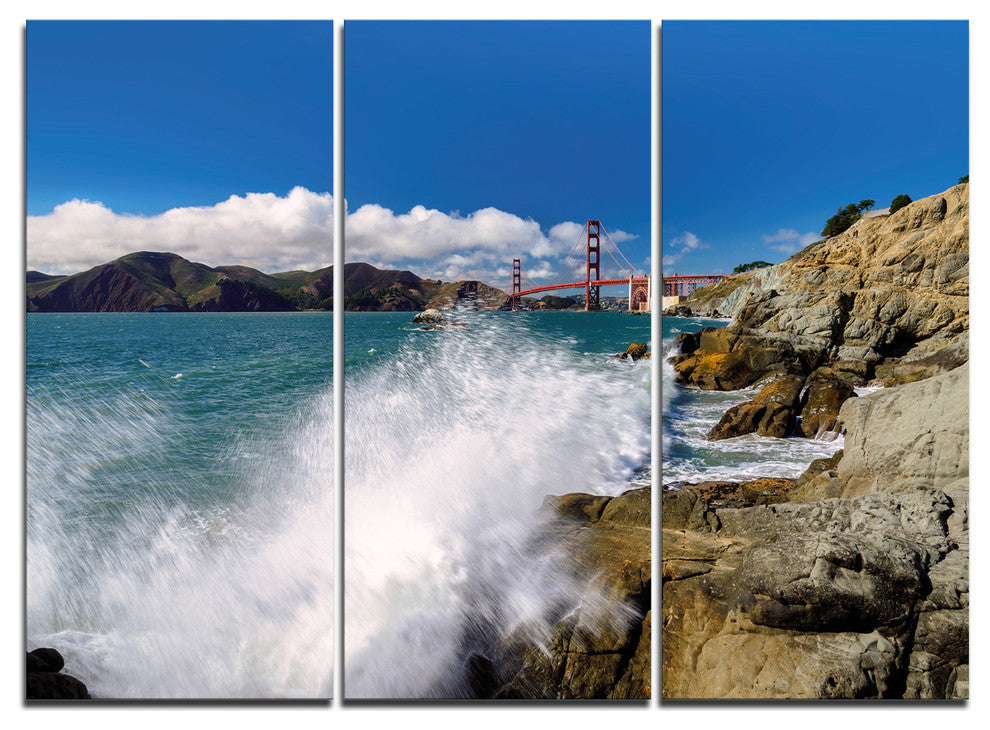 "Golden Gate Bridge in San Francisco" Wall Art, 3 Panels, 36"x28"