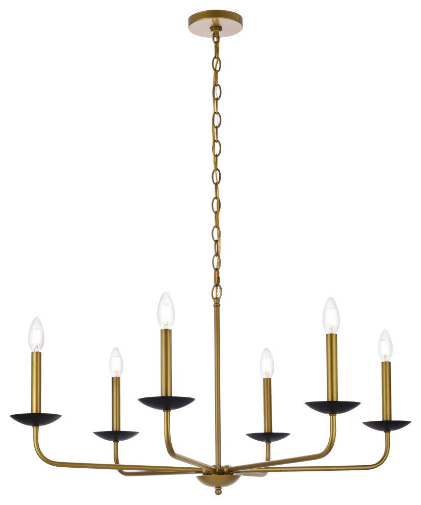 Charlie 36" Pendant, Black and Brass