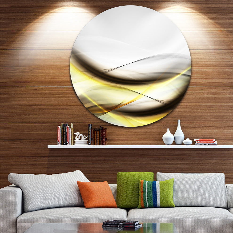 Abstract Golden Waves, Abstract Digital Art Disc Metal Artwork, 11"