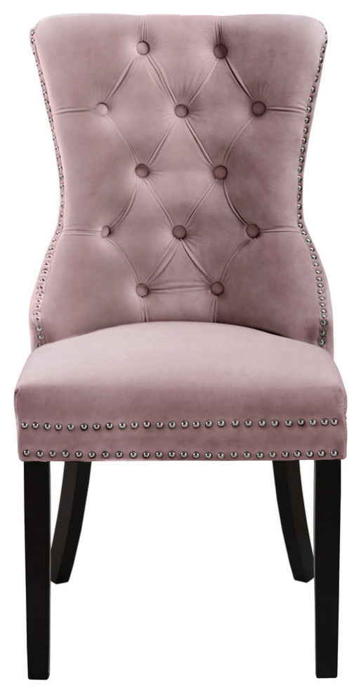 Nikki Velvet Dining Chairs, Set of 2, Pink