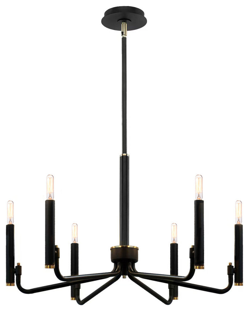 Bedford 24" 6-Light Chandelier Matte Black With Brass Finish