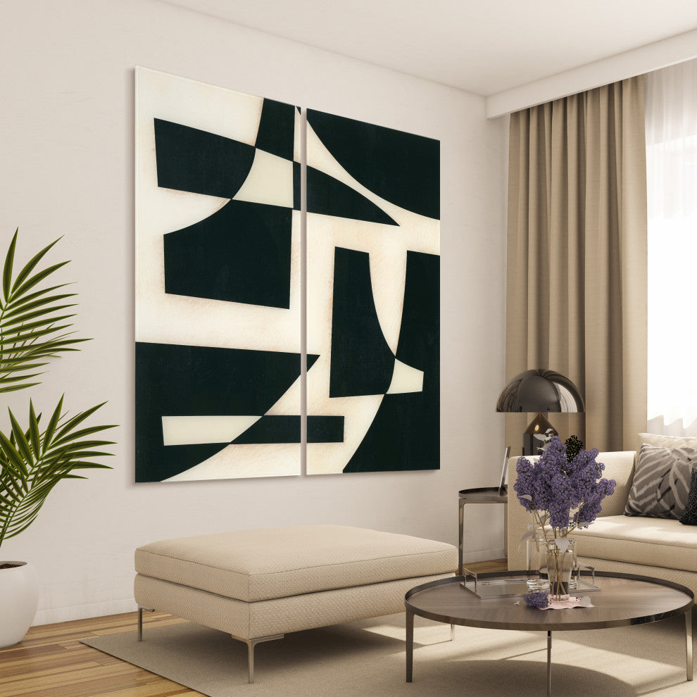 "Onyx Cutout" Oversized 72"x36" Frameless Reverse Printed Tempered Art Glass Set