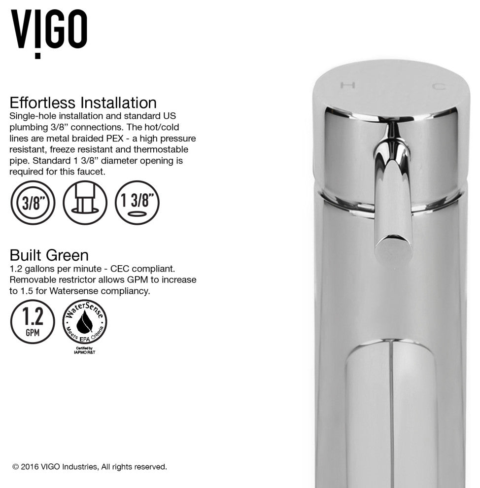 VIGO Grant 13" H Single Handle Single Hole Bathroom Vessel Faucet, Chrome