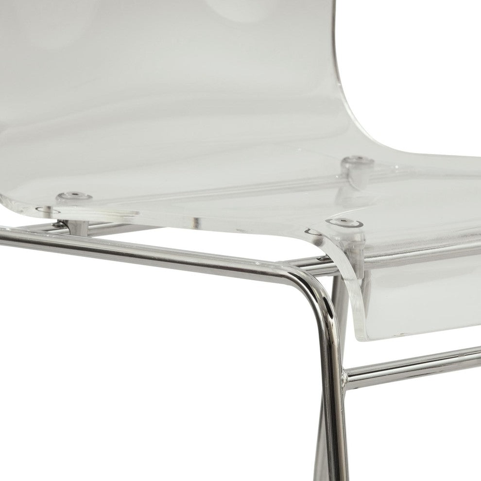 LeisureMod Lima Lucite Acrylic Dining Side Chairs, Set of 4, Clear