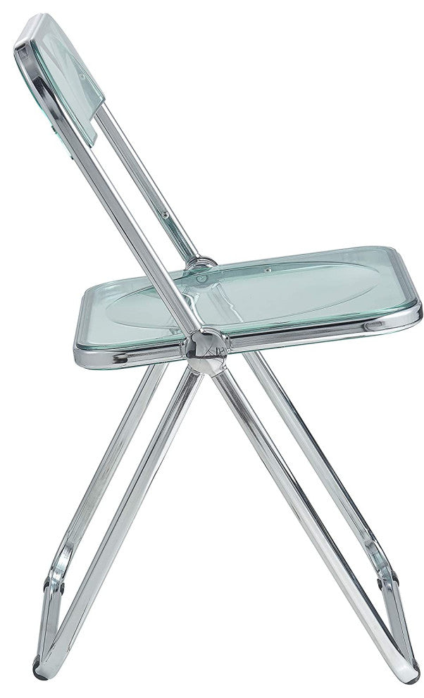 LeisureMod Lawrence Acrylic Folding Chair With Metal Frame Jade Green