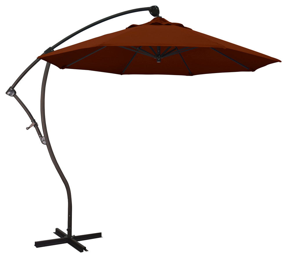 9' Cantilever Umbrella Deluxe Crank Lift, Bronze, Pacifica, Brick
