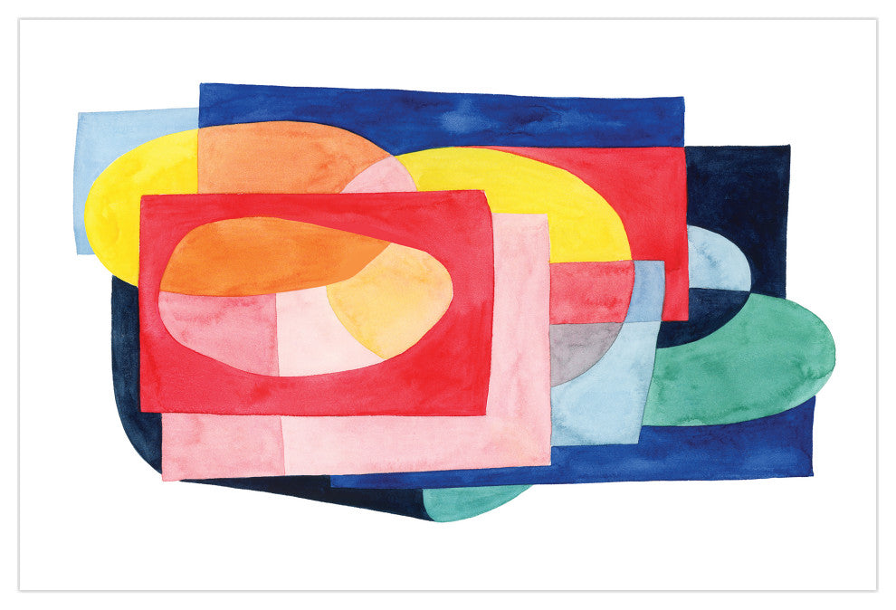 Colorful Abstract Wall Art Printed on Frameless Free Floating Tempered Glass