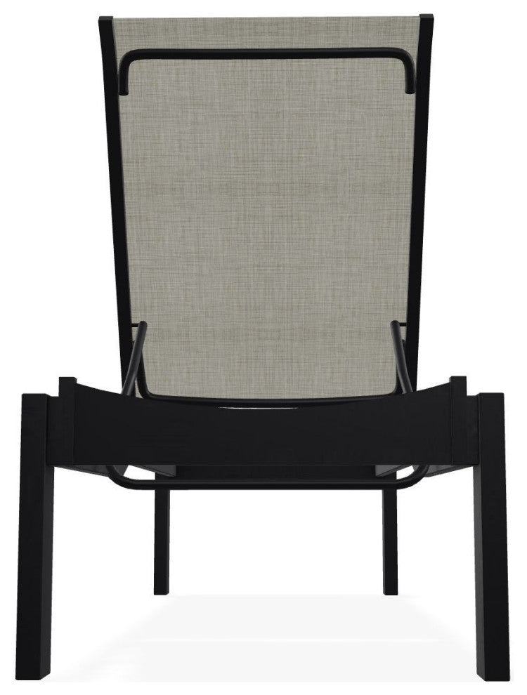 Leeward Sling Stackable Outdoor Chaise Lounge, Ella/Black