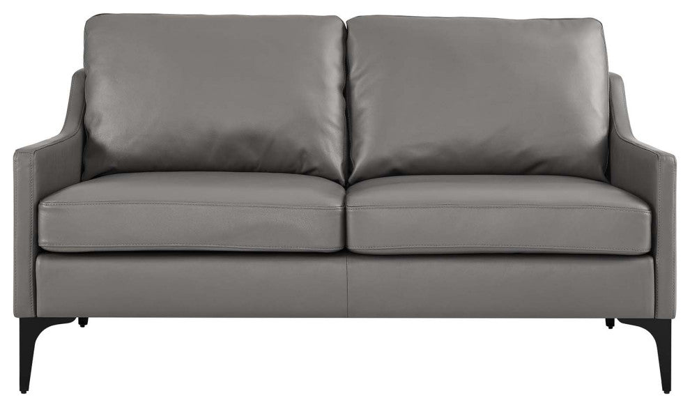 Corland Leather Loveseat, Gray