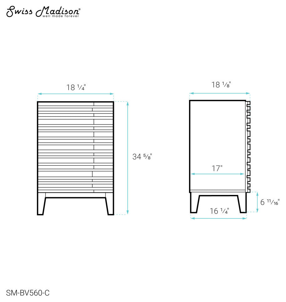 Cascade 18" Bathroom Vanity, Brown Oak- Cabinet Only