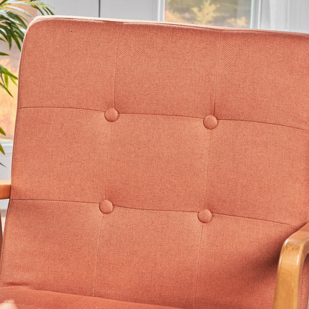 GDF Studio Gunther French-Style Fabric Club Chair, Orange/Walnut