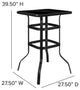3 Piece Outdoor Glass Bar Patio Table Set with 2 Barstools