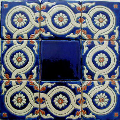 4.2x4.2 9 pcs Alhambra Atenas 4B Talavera Mexican Tile
