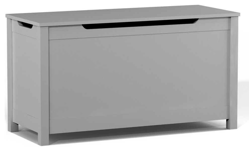 Kids Wooden Toy Box Storage with Safety Hinged Lid, Gray