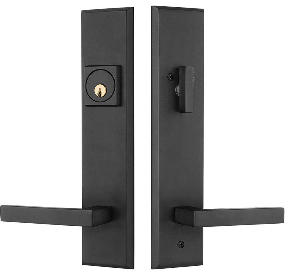 Times Square Entry Door Lock Handleset With Delta lever, Antique Black