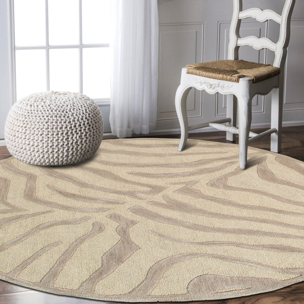 Zebra Print Area Rug, 8' Round