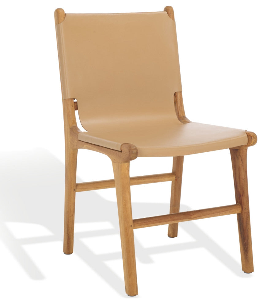 Safavieh Couture Cassaphina Leather Dining Chair, Tan/Natural