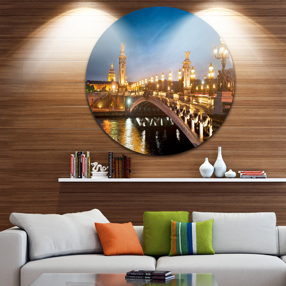Pont Alexandre Iii Bridge, Cityscape Photo Disc Metal Wall Art, 11"