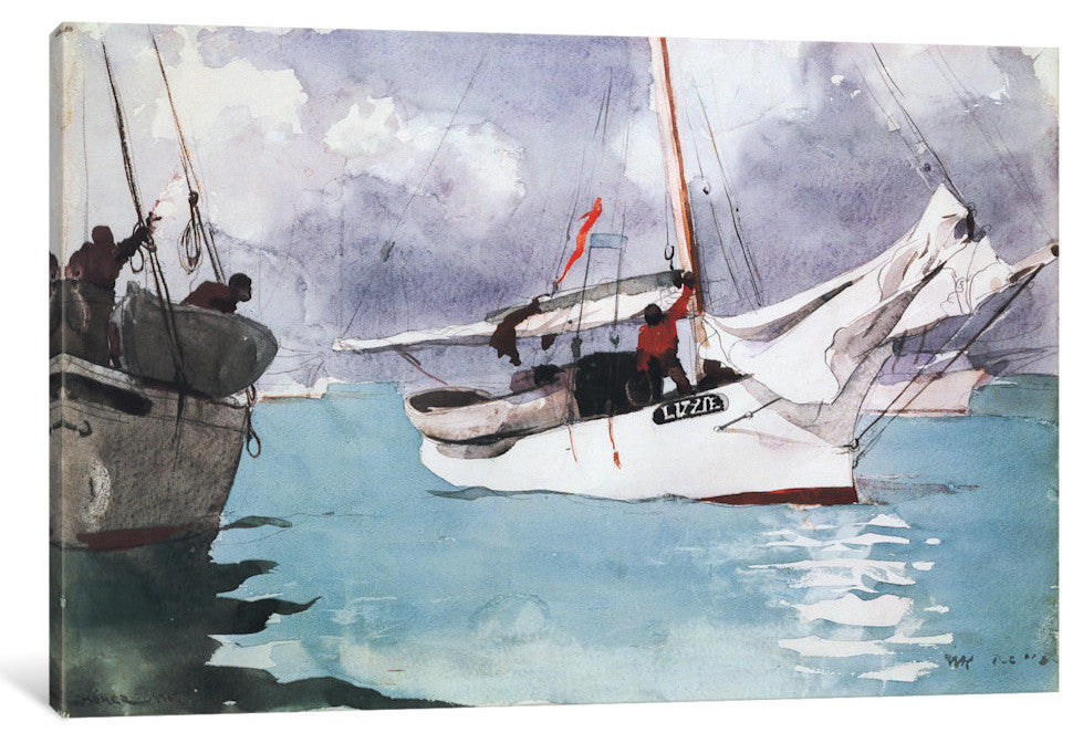 "Fishing Boats, Key West 1903" by Winslow Homer, 18x12x1.5"