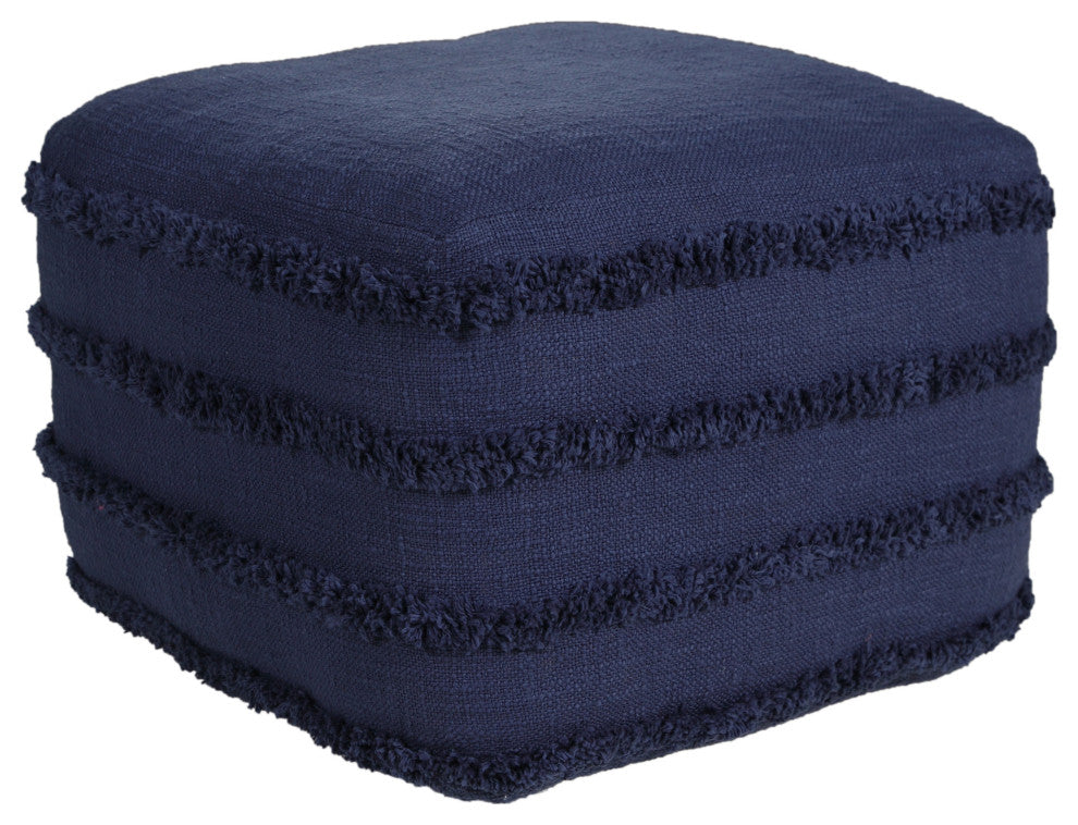 Solid Textured Stripe Pouf Ottoman