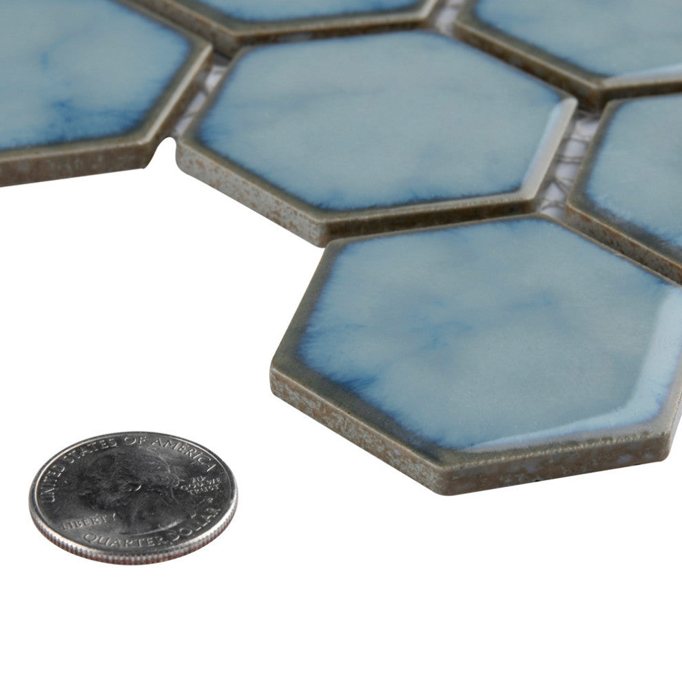 Hudson Due 2" Hex Marine Porcelain Floor and Wall Tile