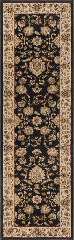 Gabrielle Traditional Oriental Black Runner Rug, 2'x7'