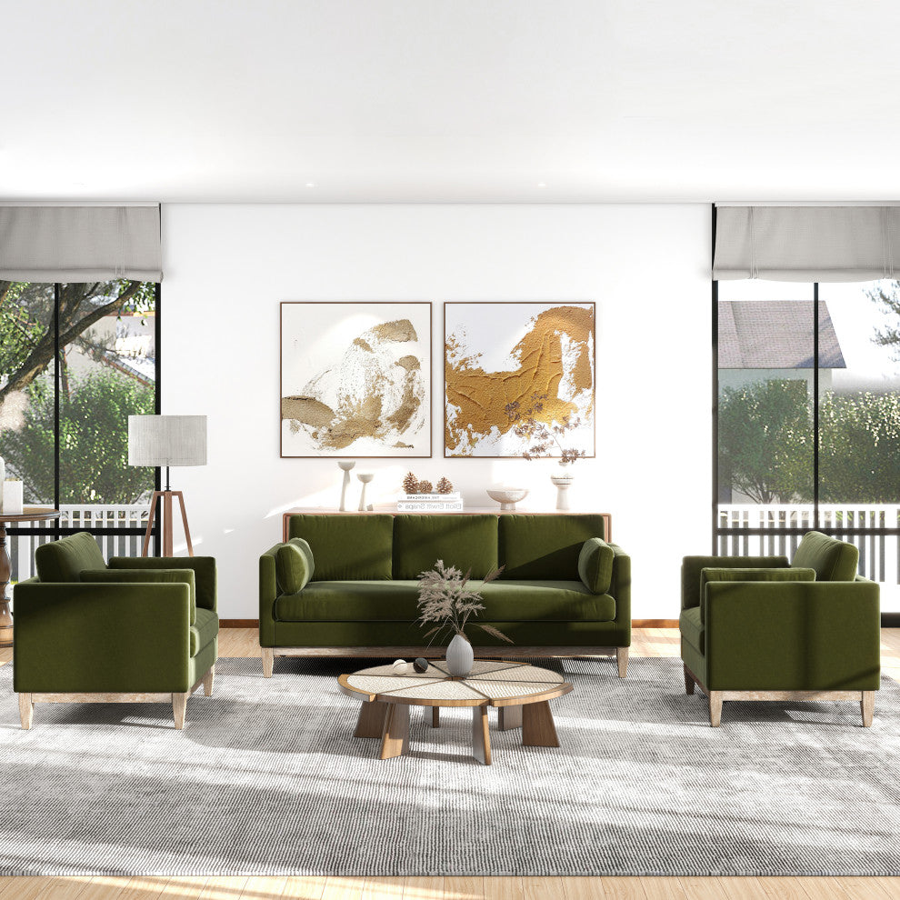 Knox 84" Modern Farmhouse Sofa, Olive Green Performance Velvet