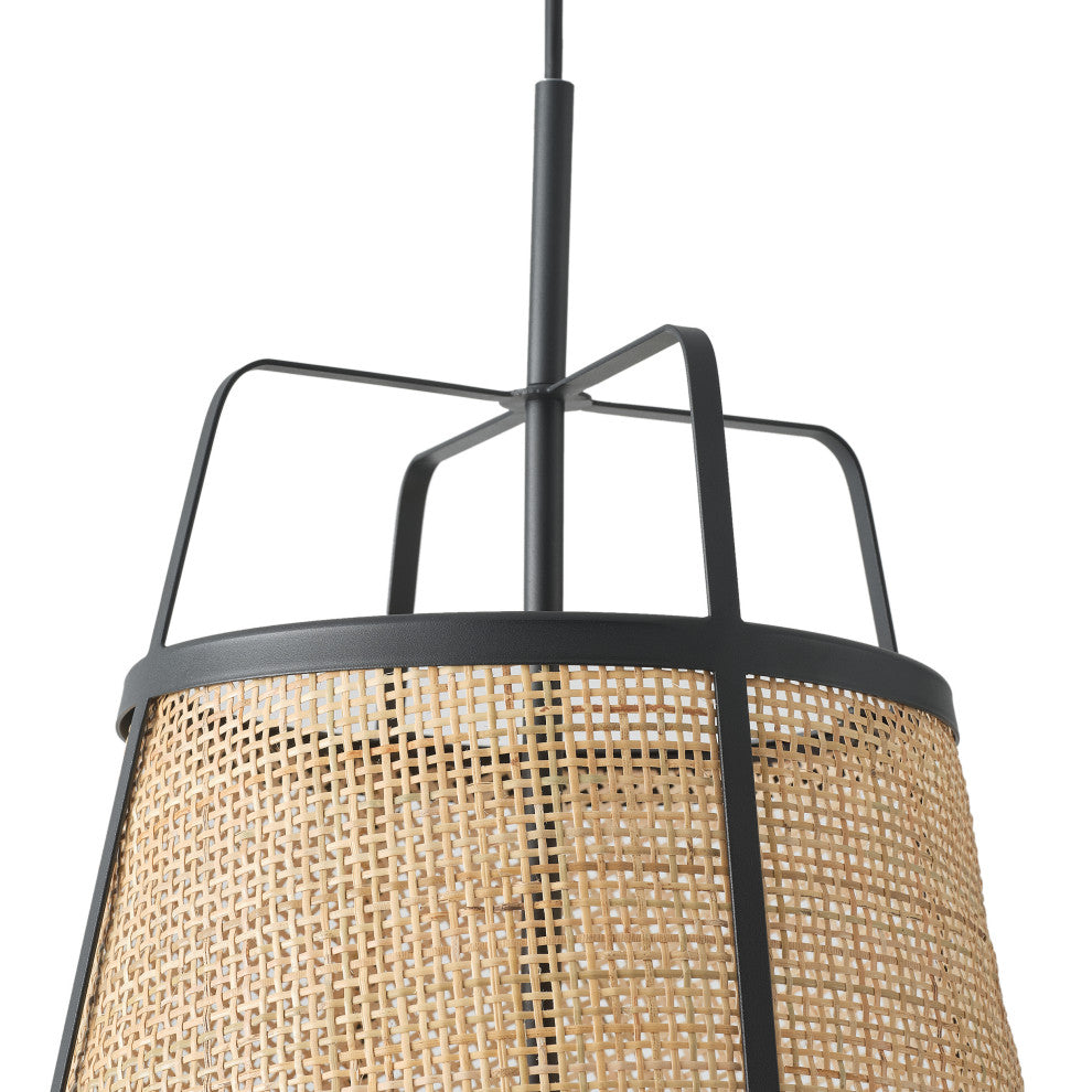 Farmhouse 3-Light Hand Woven Bamboo Kitchen Island Pendant Light Fixture