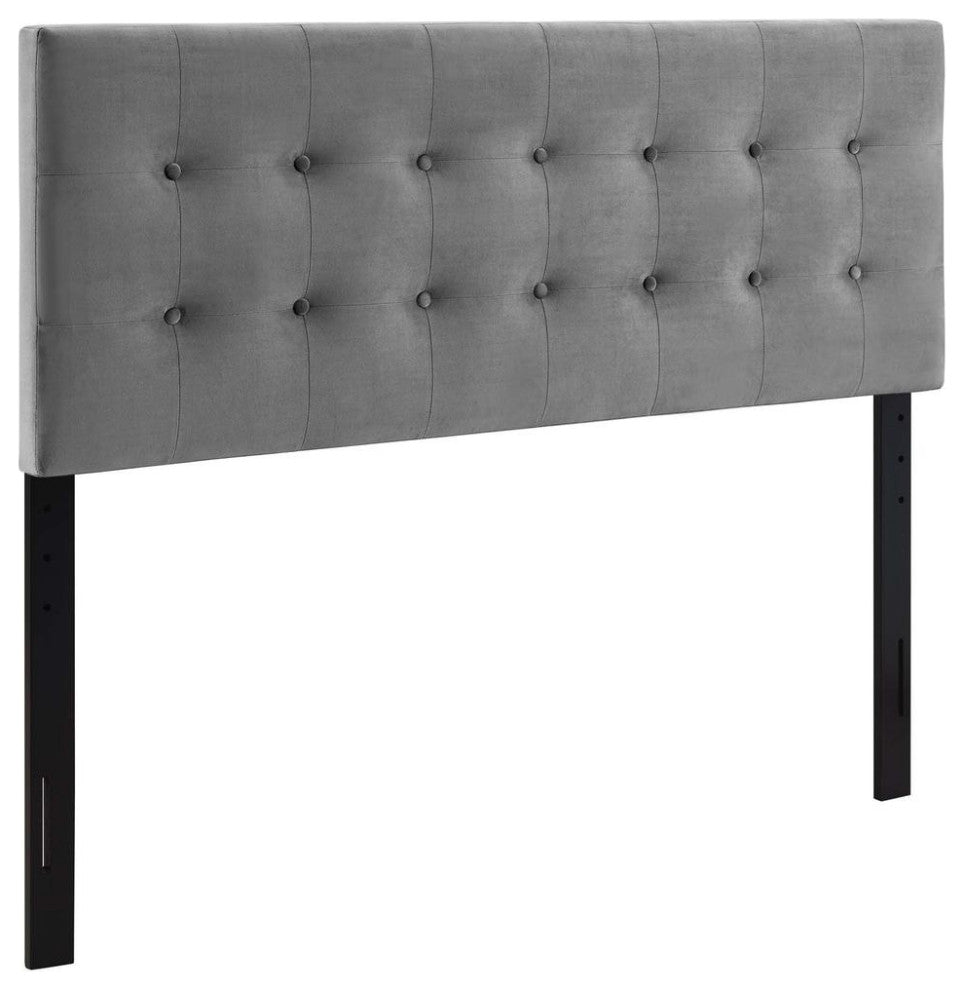 Gray Emily Full Biscuit Tufted Performance Velvet Headboard