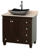 Single Bathroom Vanity, Espresso Ivory Marble Countertop