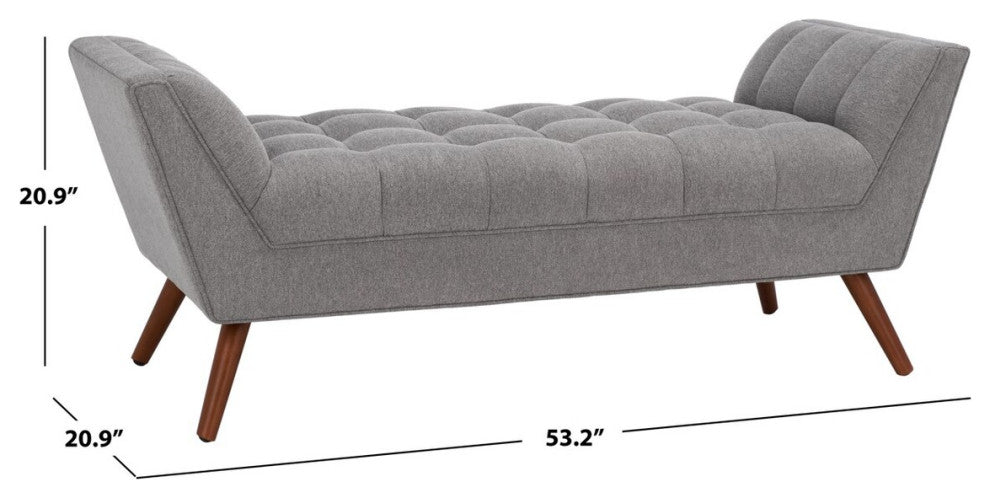 Safavieh Couture Damian Tufted Bench, Light Grey