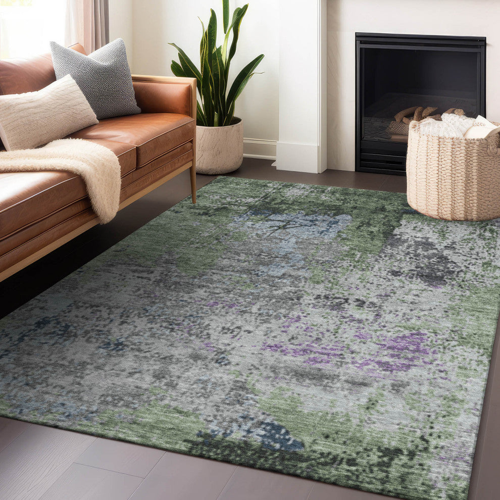 Machine Washable Indoor/Outdoor Chantille ACN1911 Fern 8' x 10' Rug