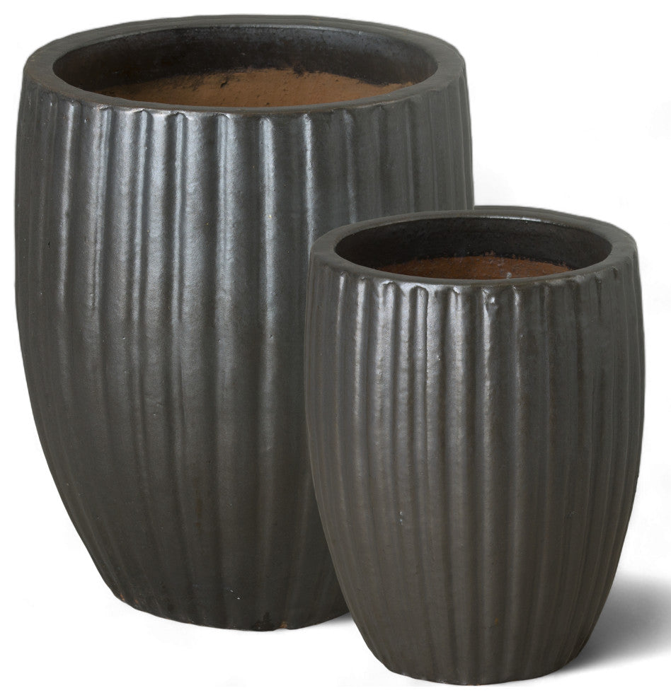 Ridges Planter, Matte Black 16x20