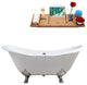 72" Cast Iron R5162CH-CH Soaking Clawfoot Tub and Tray With External Drain