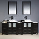 Torino 84" Espresso Modern Double Sink Bathroom Vanity, Faucet FFT3112CH