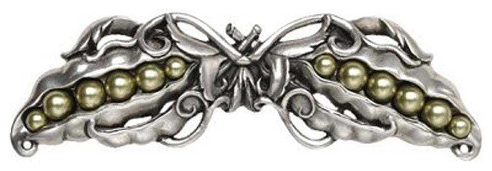 Pearly Peapod Pull Antique Brass, Antique Pewter
