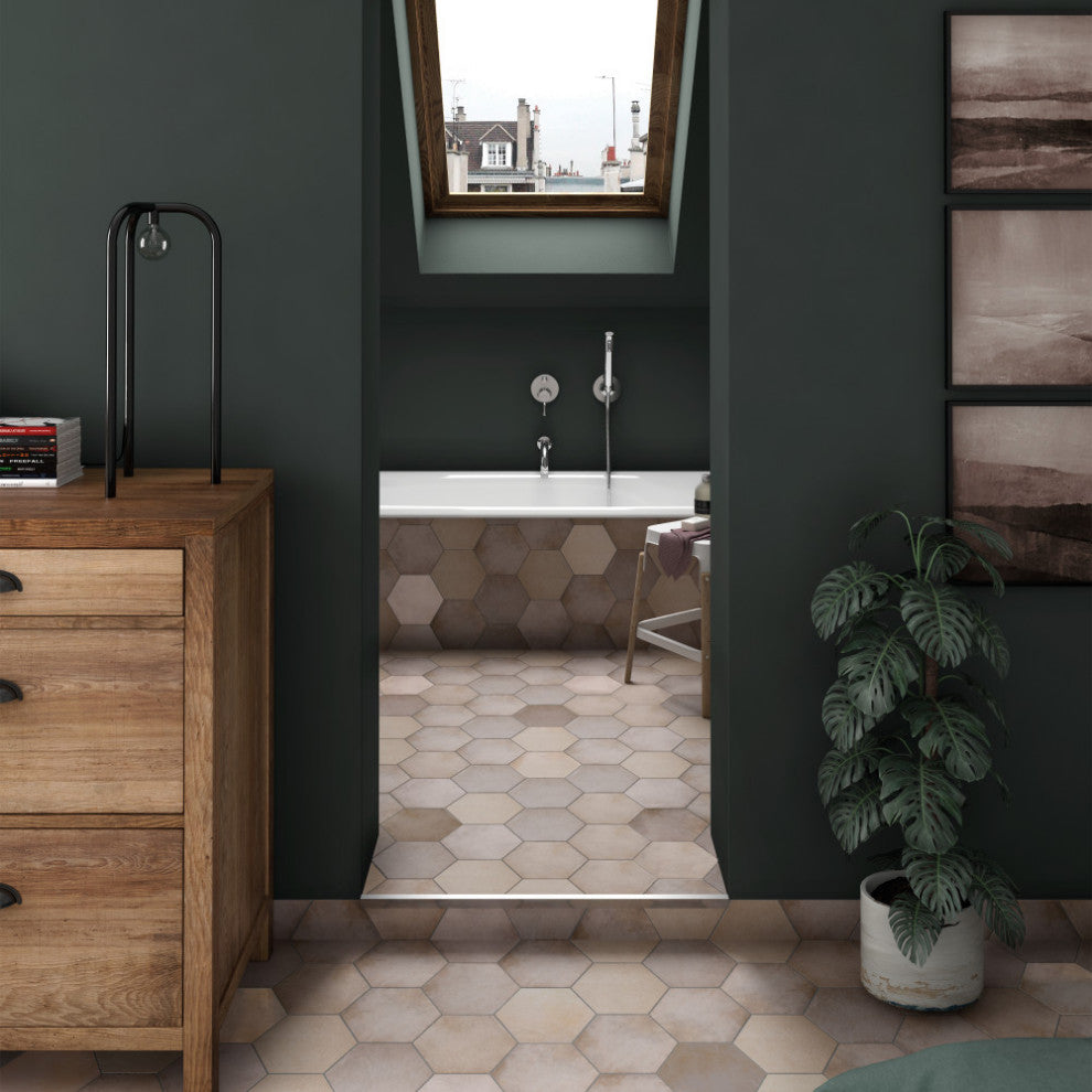 Heritage Hex Rose Porcelain Floor and Wall Tile