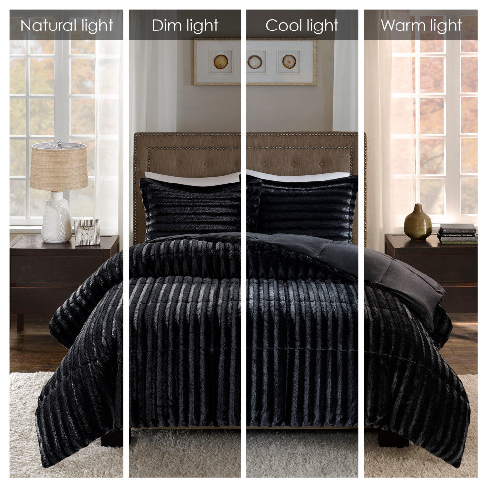 Madison Park Duke Dux Faux Fur 3-Piece Comforter Mini Set