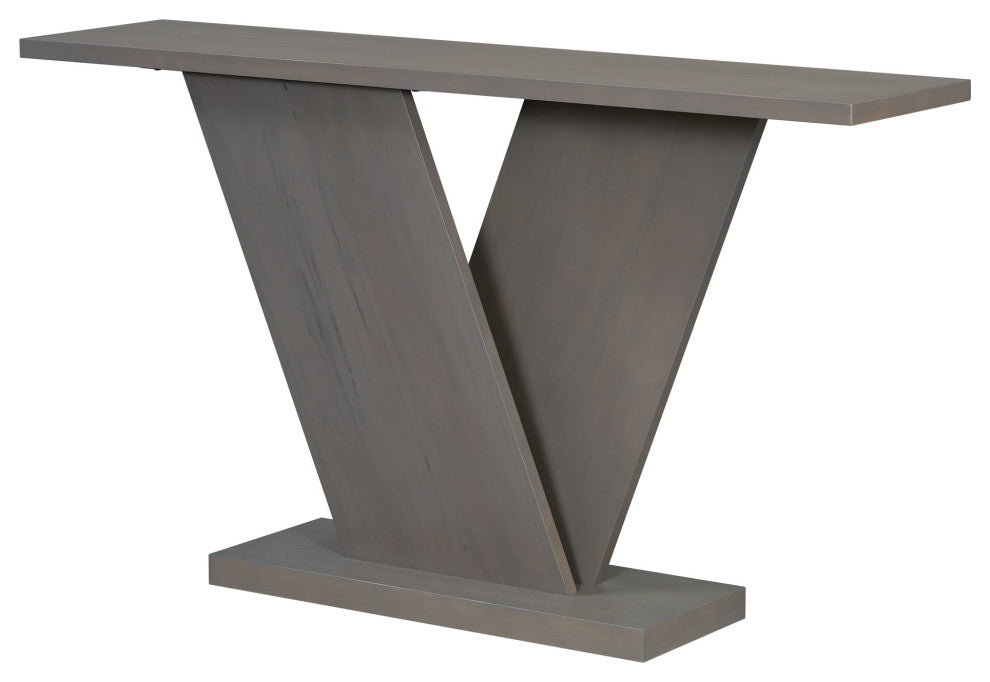 GDF Studio 60 inches V-Base Wood Console Table, Gray