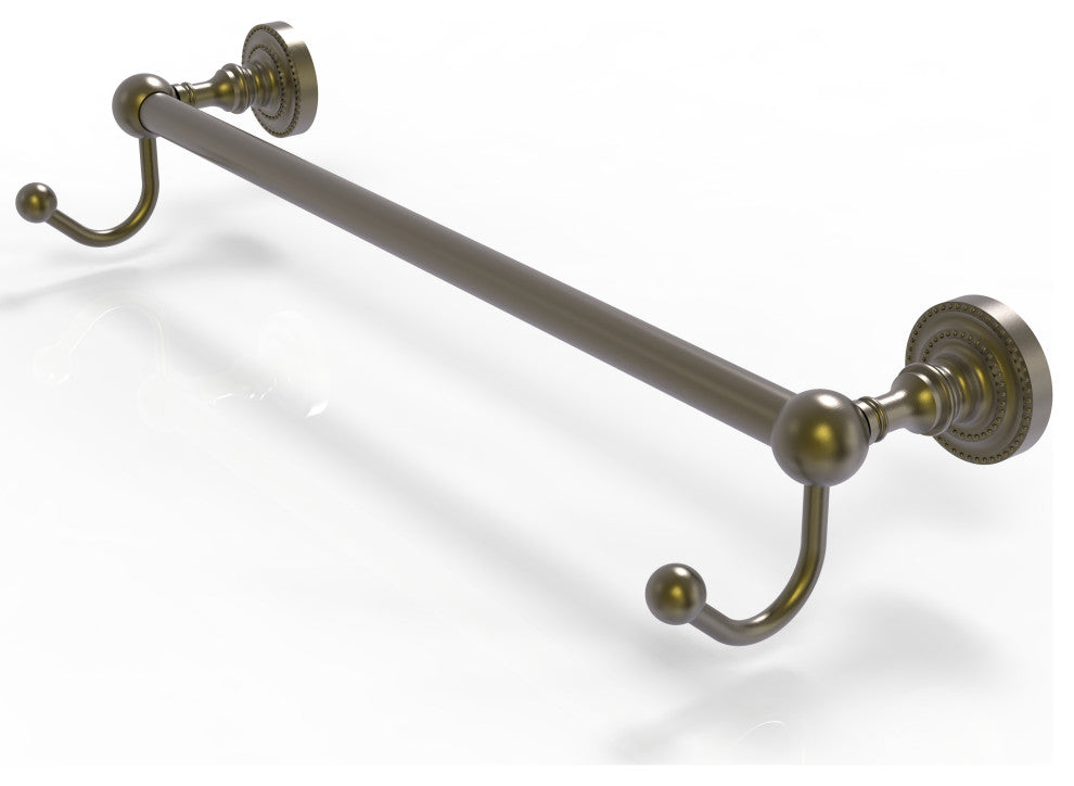 Dottingham 36" Towel Bar with Integrated Hooks, Antique Brass