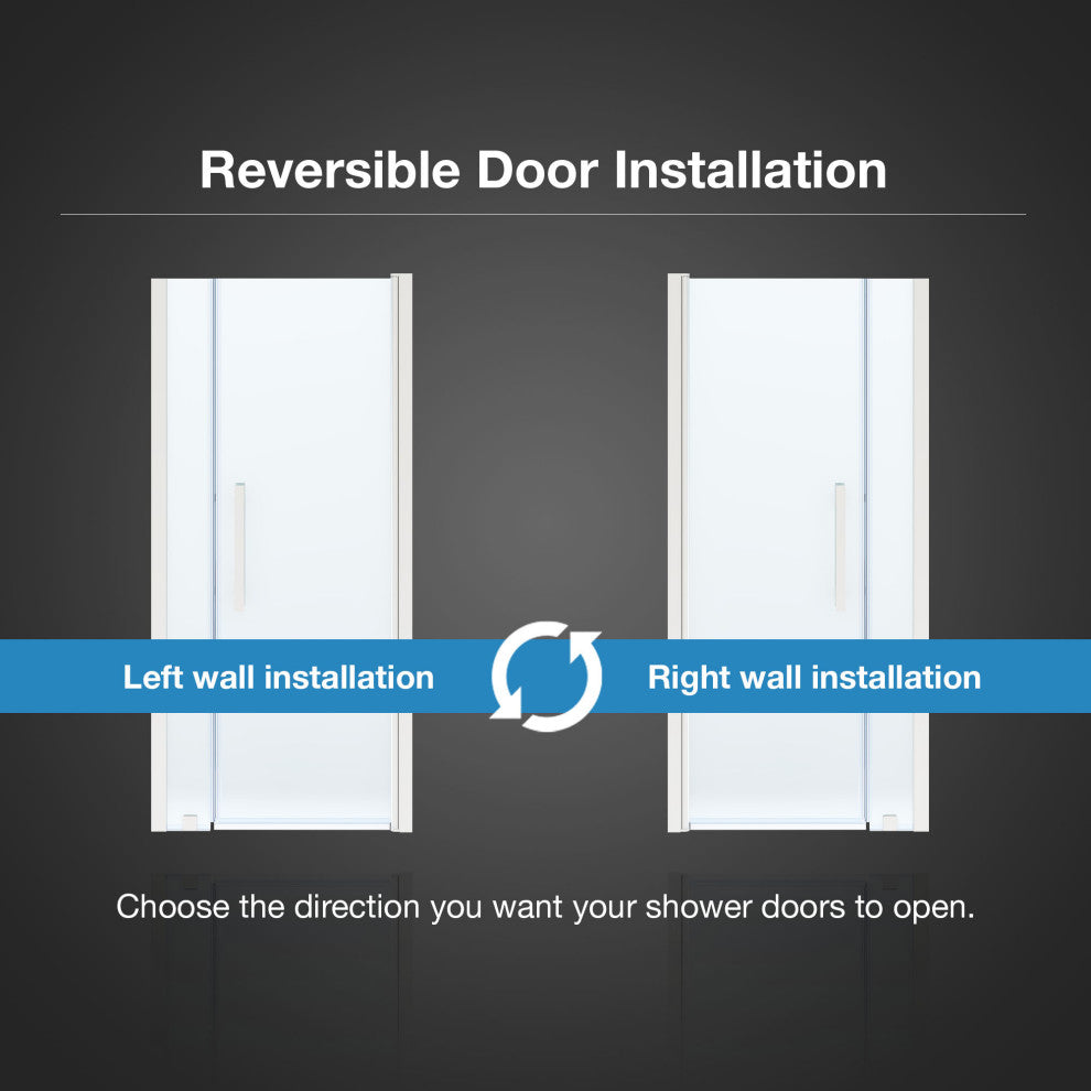 Pasadena 33 3/4-35 3/4"Wx72"H Alcove Pivot Shower Door Satin Nickel