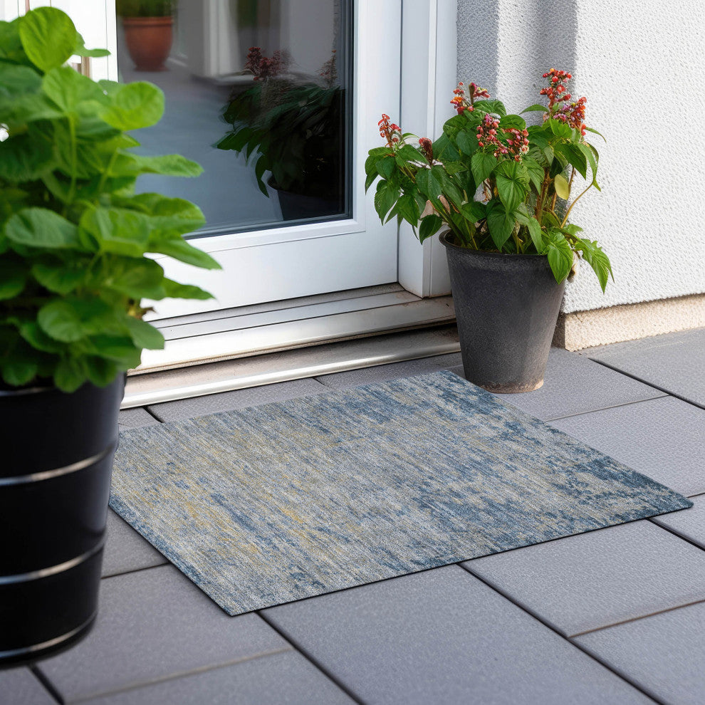 Machine Washable Indoor/Outdoor Chantille ACN1901 Navy 1'8" x 2'6" Rug